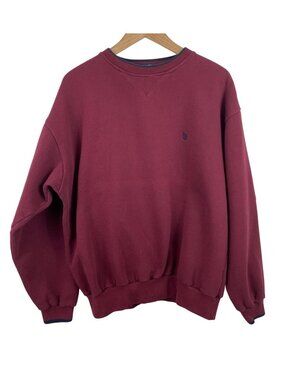 Nautica Mens Large Maroon Sweatshirt Embroidered Logo Crewneck Pullover